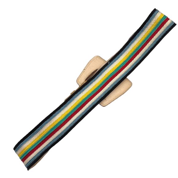 Chetta B Brown Leather Buckle Rainbow Striped‎ Belt - Picture 4 of 5